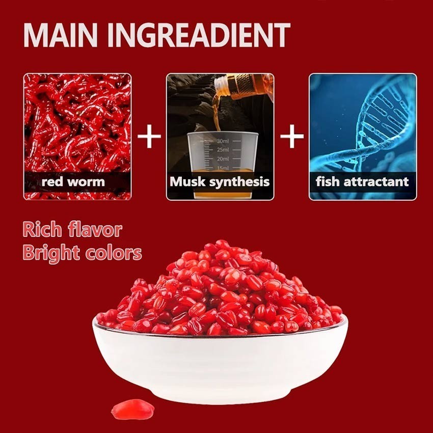 PRAMU 1000Pcs/Set Umpan Pelet Cacing Darah Umpan Ikan Mas Umpan Pancing Pelet Ikan Cacing Darah