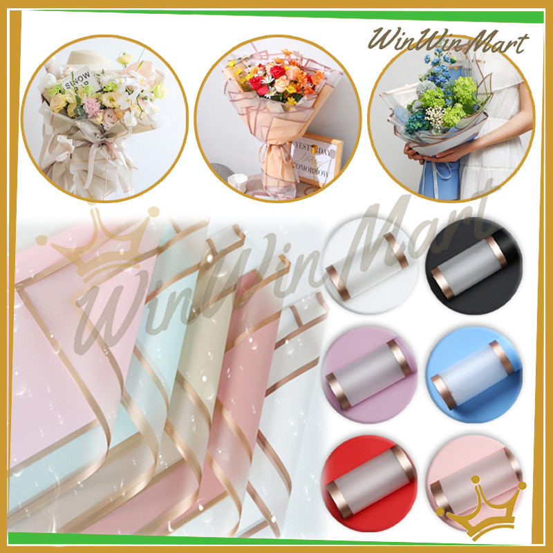 

Kertas Buket Transparent Double Frame/Double Transparent Gold Line Flower Wrapping Paper/Kertas Flower Wrapping