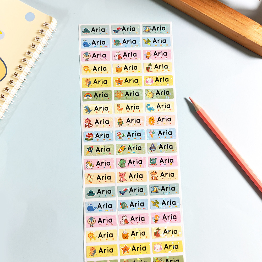

60pcs,120Pcs Customize Name Stickers Waterproof Personalized Labels Children School Stationery Variety Symphony Animal Tags Kids