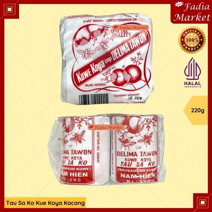 

Tau Sa Ko Kue Kering Koya Putih Wijen Cap Delima Tawon 220g 4x55g