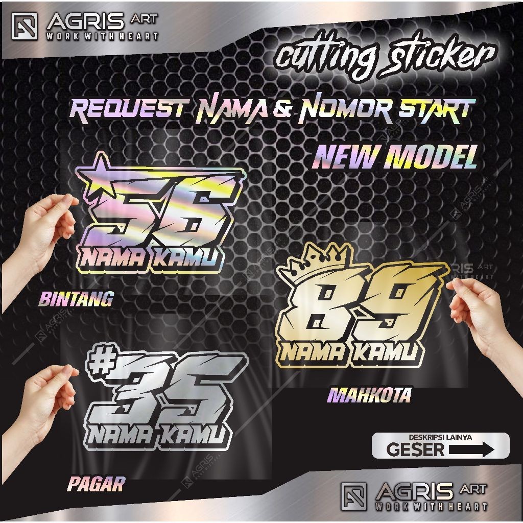 stiker nomor start ANGKA START NAMA DAN NOMOR SENDIRI cutting sticker bukan printing anti luntur