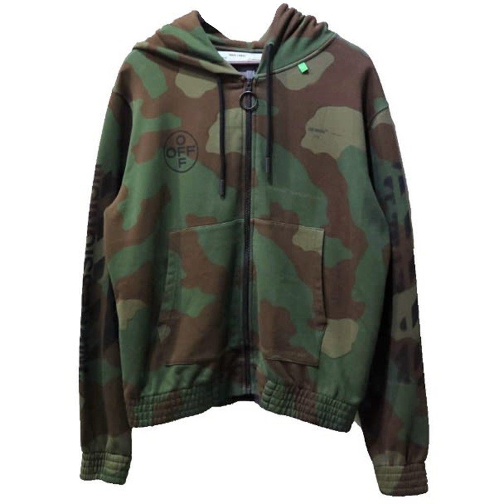 Off White Camou Stencil Zipper  Hoodie Branded Original