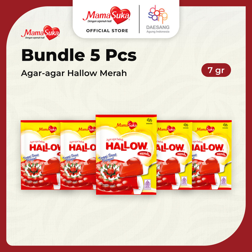 

Bundle 5 pcs - MamaSuka Agar-agar Hallow Merah 7 gr