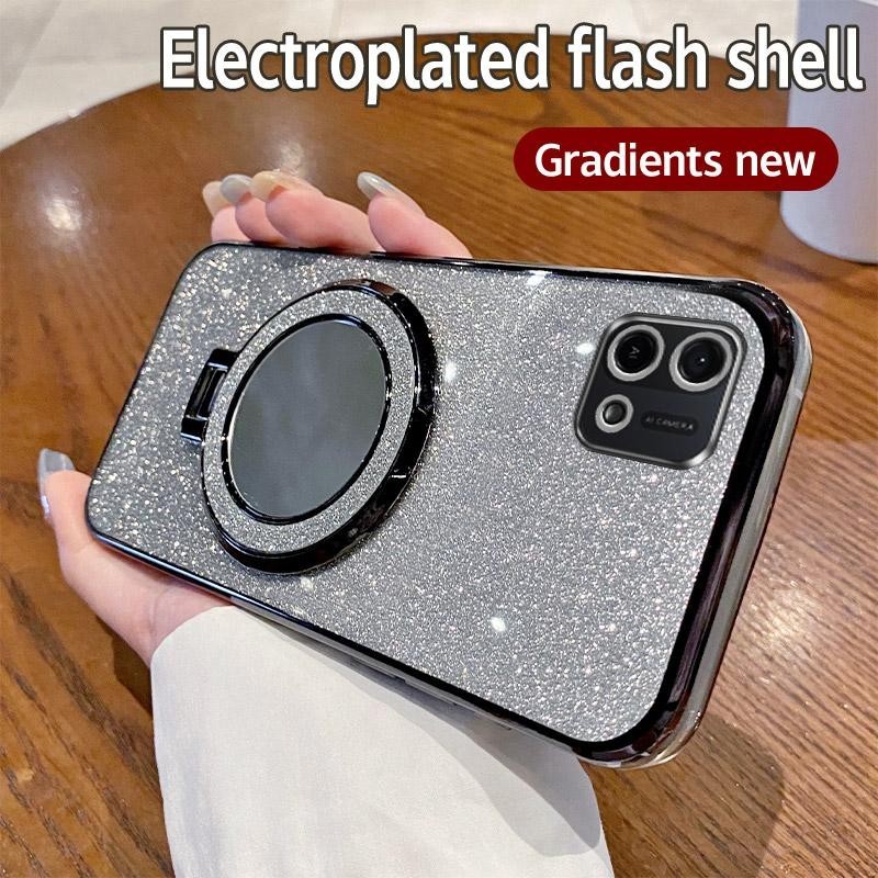 New Phone casing Oppo A16k A16e Cover Magnetic Plating Sparkling Diamond silicone Softcase shockproo