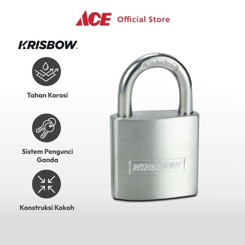 Krisbow 3.2 cm Gembok Stainless Steel Brass Cylinder - Silver Padlock Metal Pengunci Serbaguna Perle