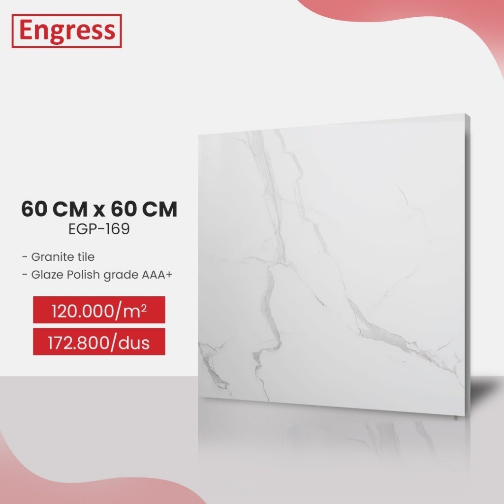 granite tile 60 x 60 glazed Engress carara white Murah