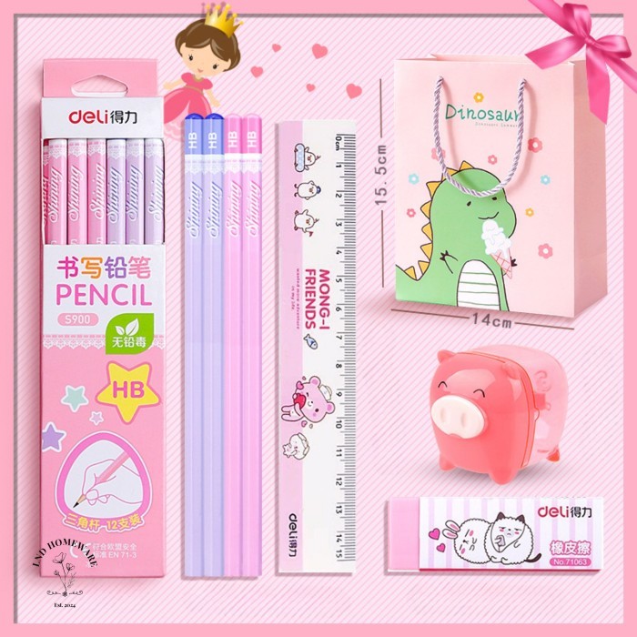 

Set Alat Tulis Sekolah Anak Murah | Stationery Set | Paket Alat Tulis Sekolah | Paket Pensil dan Penghapus Sekolah - LND HOMEWARE - Pink