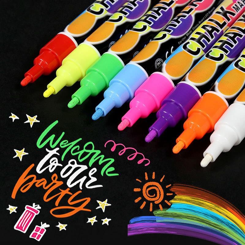 

8 Color Liquid Chalk Water-Soluble Erasable Marker Pen,For Whiteboard Graffiti LED Advertisement Chalkboard Children'S Drawing