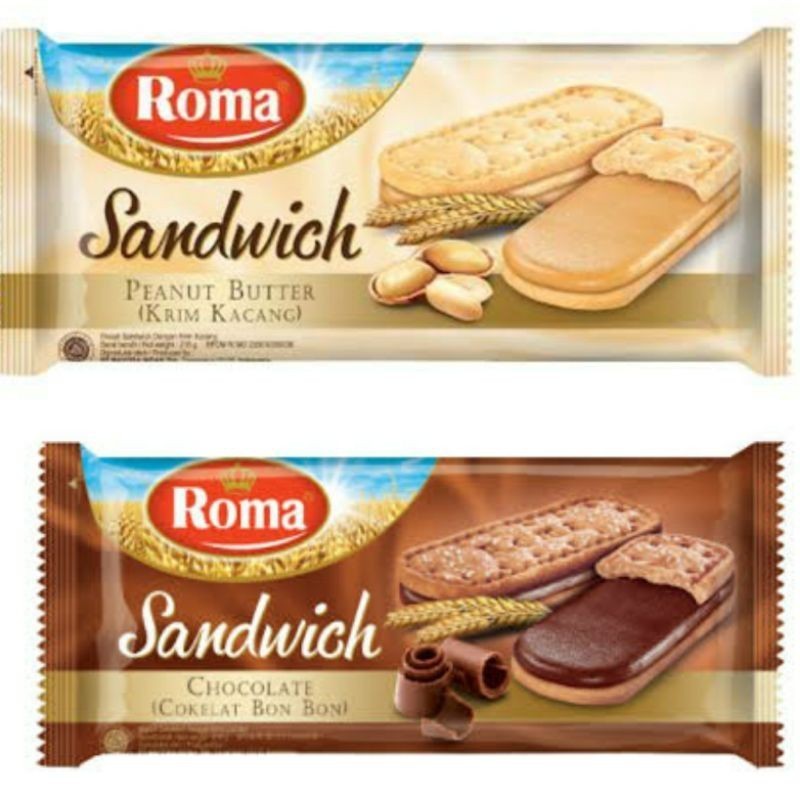 

ROMA Biskuit Sandwichi 120 189 157 gr Kacang coklat lemon