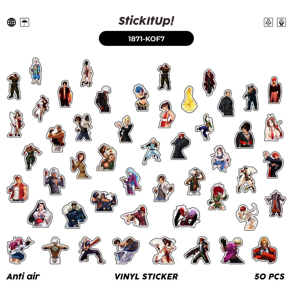 

COD✨ 50 Pcs Stiker K1NG OF FIGHTER CHAR MIX 07 Lucu Anti Air Untuk Dekorasi Notebook Sepeda Skateboard Handphone DIY