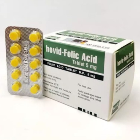 HOVID FOLIC ACID ASAM FOLAT 5 MG ORIGINAL MALAYSIA - 1 BOX