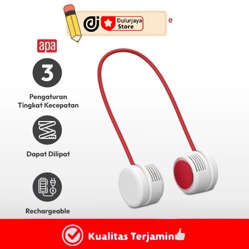 Ace Apa Kipas Angin Leher Rechargeable 2 In 1 - Merah Portable Neck Fan Kipas Pundak Leher Travel Fa