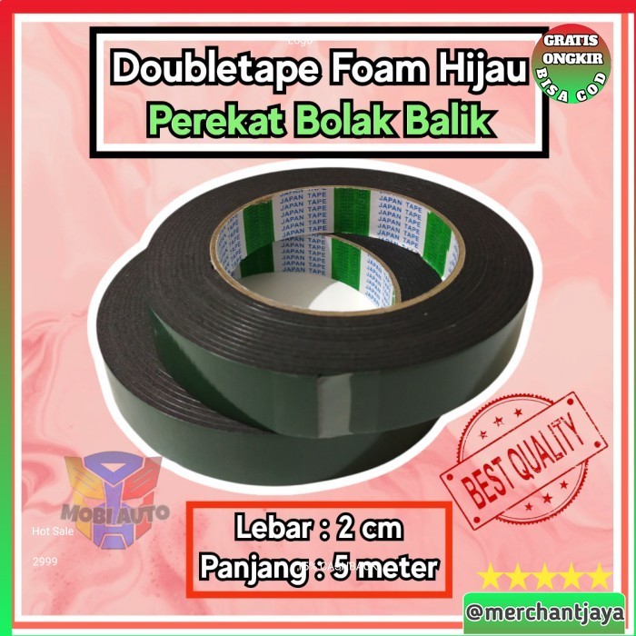 

(MAT) Doubletape Double Tape Lem Foam Hijau Perekat Bolak Balik