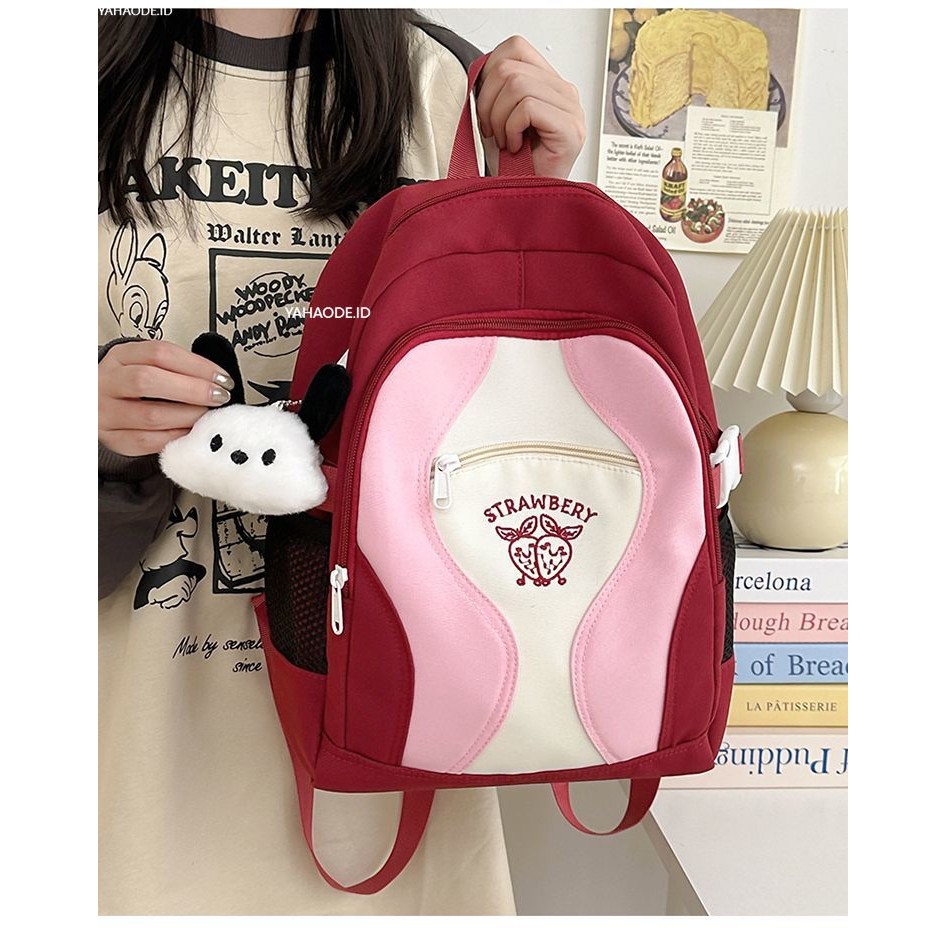 YAHAO-Tas Sekolah Stroberi Buah Versi Korea Untuk Siswa Perempuan Pergi Ke Sekolah Tas Sekolah Kecil