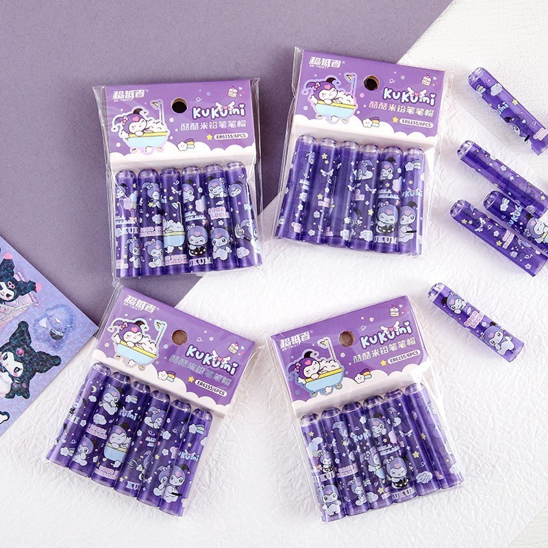 

(WYNOLSHOP) 4PCS PENUTUP PENSIL KUROMI HEAD COVER PENCIL ASTRONOT SANRIO