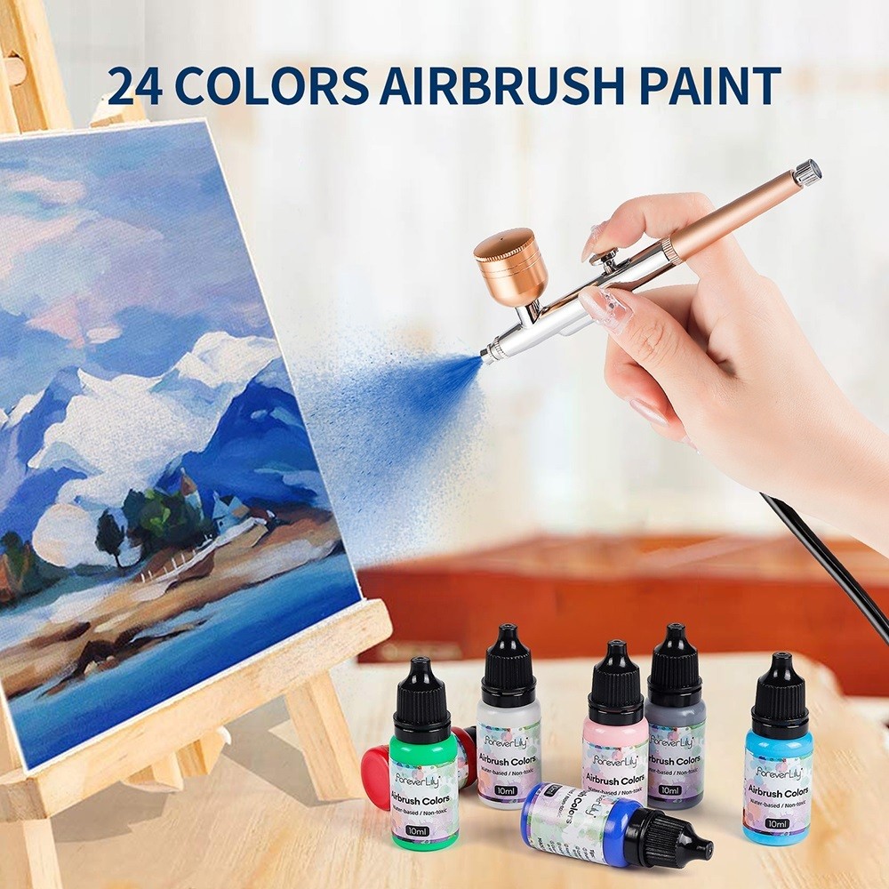 

Foreverlily Professional Acrylic Airbrush Paint - Ideal for All Spray Guns and Various Surfaces Paper Canvas Wood Fabric Leather Plastics Metals Ceramic