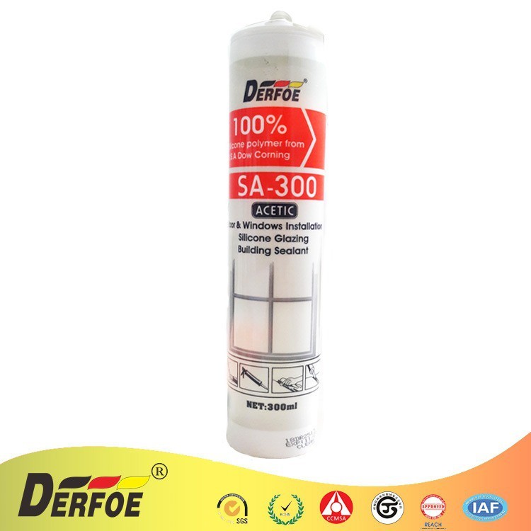 

Lem Kaca / Lem Kayu / Lem Besi Silicone Sealant DERFOE SA300 300ml (SEALANT ACETIC) Asam