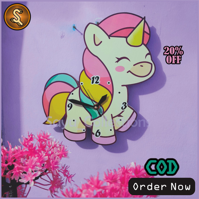 Jam Dinding Aesthetic Karakter Unicorn