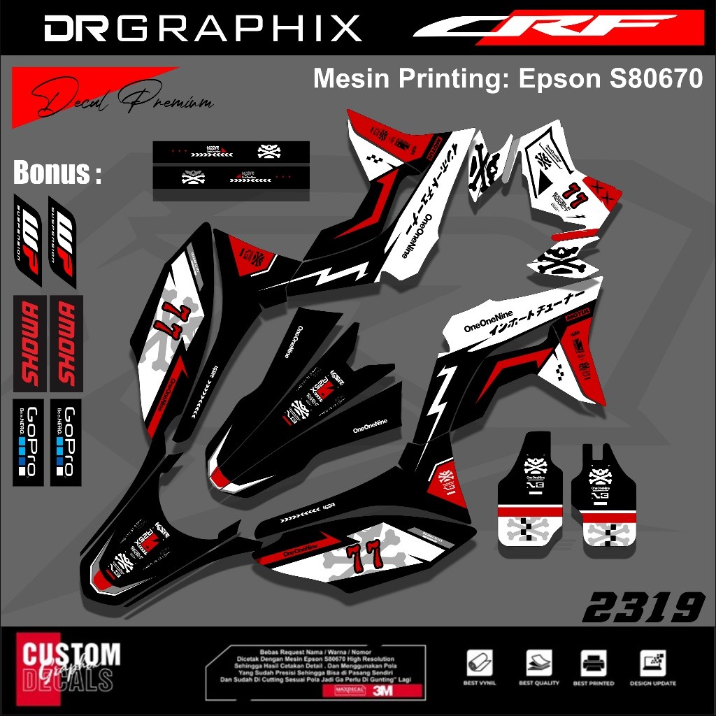 PREMIUM DECAL STIKER HONDA CRF 150L CRF 250 FULL BODY COSTUM DESAIN TERBARU kode CRF-27