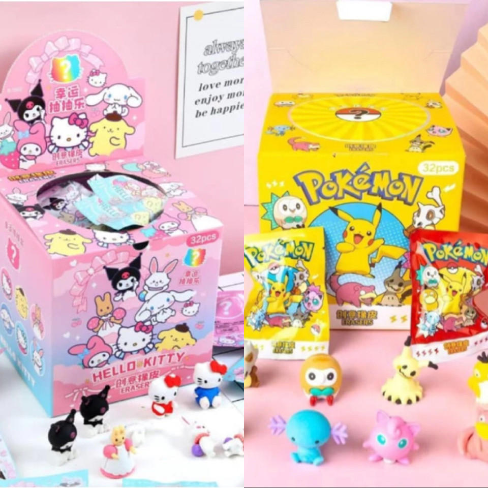 

imoet.boutique - Blind mystery bag eraser | penghapus misteri blind box sanrio pokemon pikachu(OT0134)
