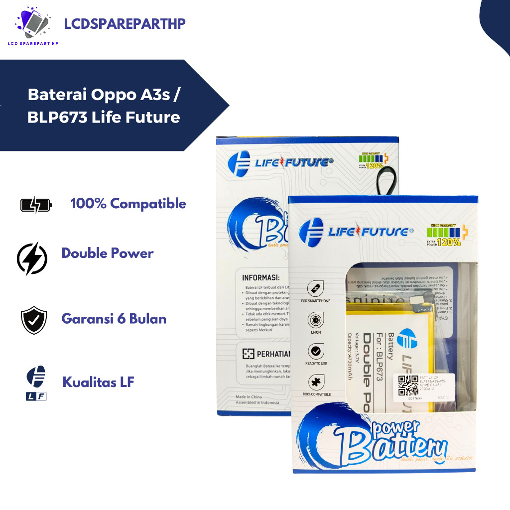 Oppo Baterai Life Future BLP673 - A3s / A5s / A7 / A31 2020 / A12 / Real C1
