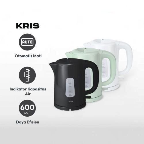 Tokosiap Kris 1 Ltr Teko Listrik Plastik - Putih Hitam Hijau