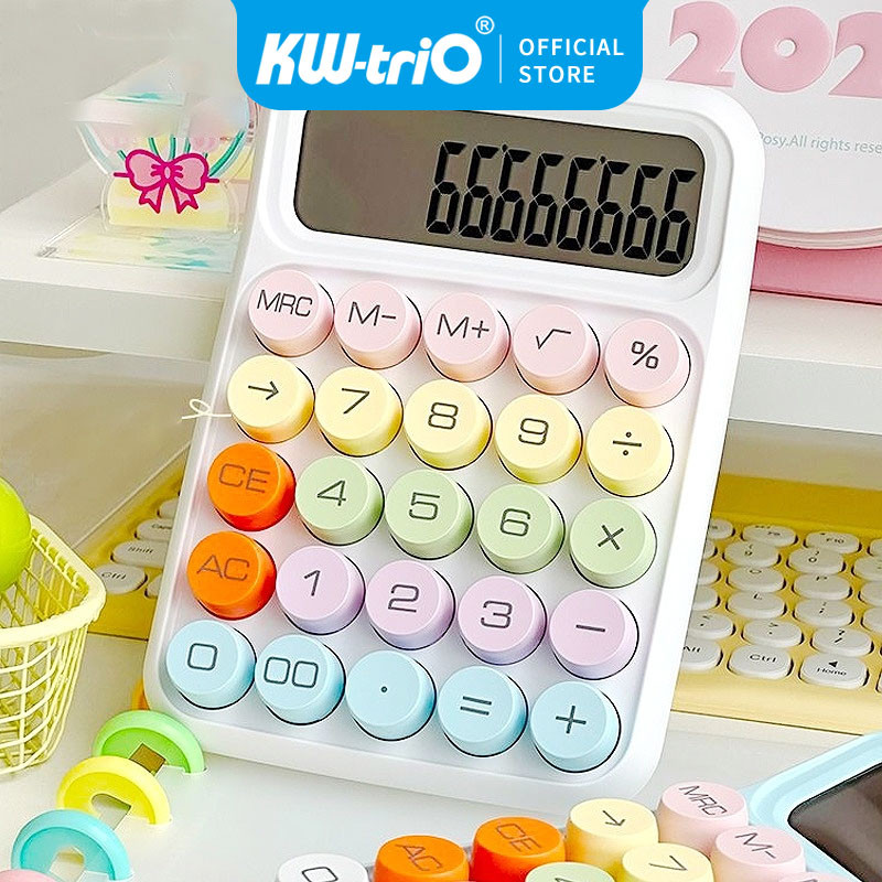 

Korea Dopamin Kalkulator Warna 12 digit Display Besar Keyboard Dot Mekanik Tombol Besar/Kalkulator Meja / Desktop Calculator Lucu
