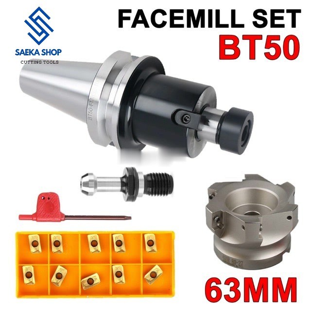 Paket Arbor Set BT50 FMB22 Facemill 63mm Insert APMT 11/16 Holder BAP Milling