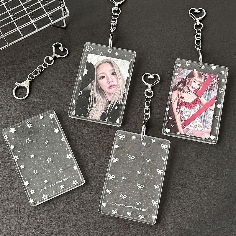 

Ins Photocard Holder Acrylic Kpop Card Case Idol Photo Frame Photo Album ID Card Card Film Sleeve with Pendant Keychian 포토카드 케이스