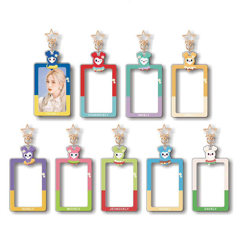 

Kpop Lovely Acrylic Card Holder Keychain ID Badge Holder Idol Photocard Protective Sleeves Kawaii Stationery Pendant Gift
