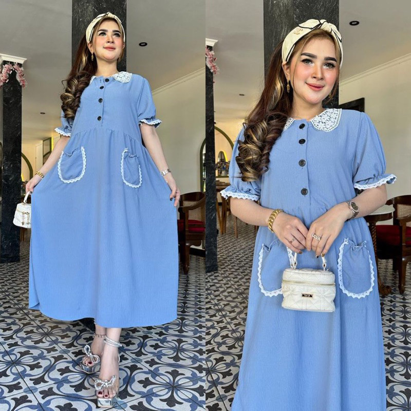 Amanda Daster Saku Lucu Dress Cewek Korea Style Remaja Daster Kekinian Terbaru Daster polos Wanita