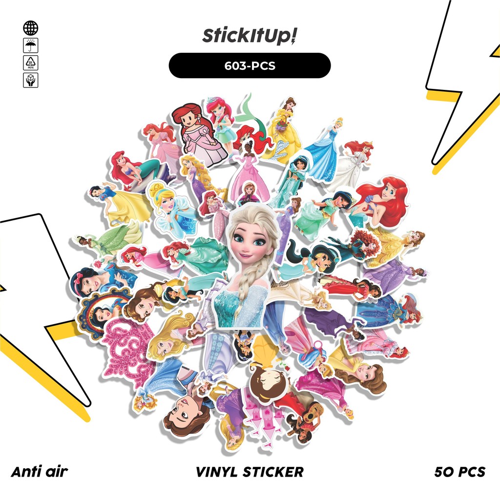 

COD 100 Pcs Stiker Princess Lucu Anti Air Untuk Dekorasi Notebook Sepeda Skateboard Handphone DIY