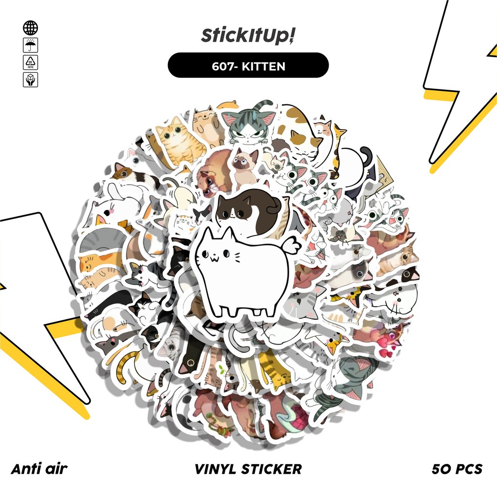 

COD 100 Pcs Stiker Kucing Kitten Lucu Anti Air Untuk Dekorasi Notebook Sepeda Skateboard Handphone DIY