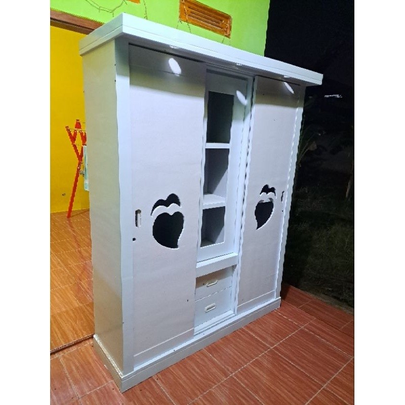 (BONUS BANTAL) Lemari pakaian 3 pintu / Lemari baju pintu sliding / Lemari minimalis termurah