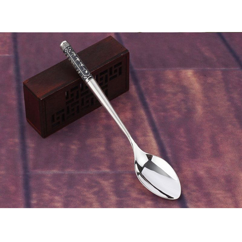 Silver spoon sterling silver 999 silver spoon sterling silver tableware big spoon coffee spoon house