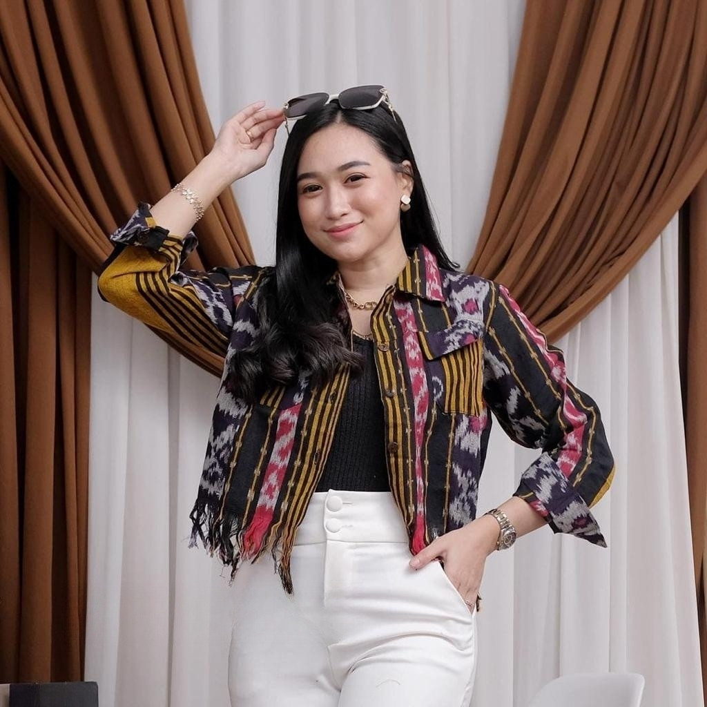 ROMPI WANITA LENGAN PANJANG KOREAN STYLE KEKINIAN TENUN ETNIK TERBARU