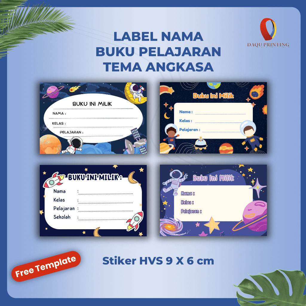 

Stiker/ Label Nama Buku Tulis Sekolah aesthetic Tema Luar Angkasa - polos & Custom