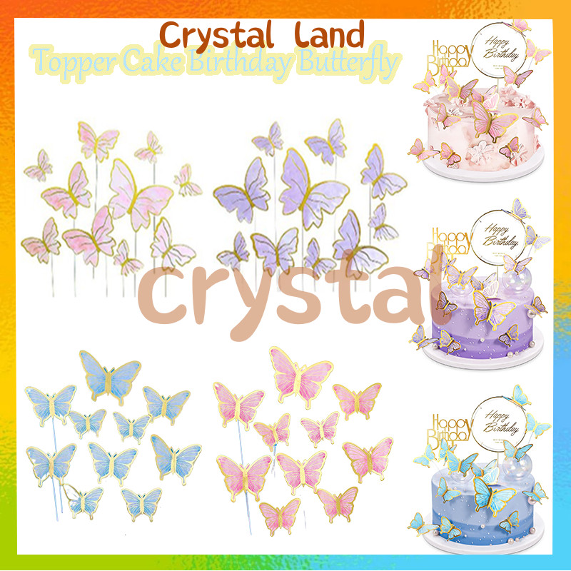 

10pcs Aesthetic Topper Kupu Kupu Dekorasi Toppers Kue Topper Butterfly