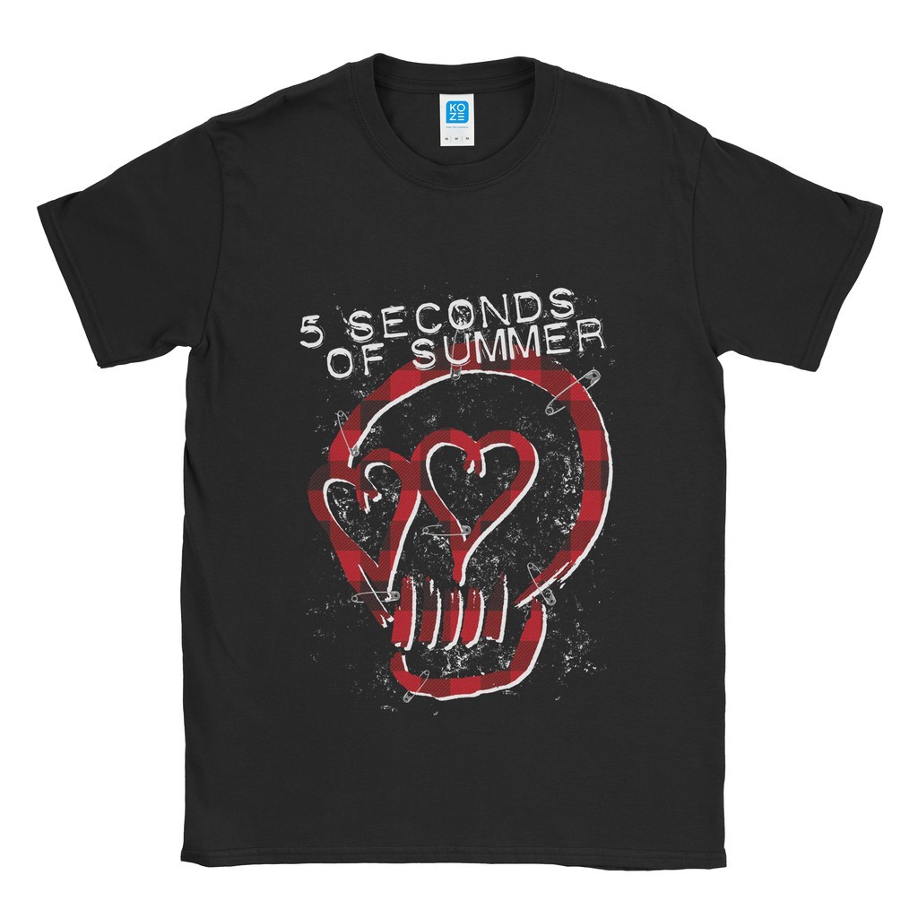 BAND -  5 Second Of Summer Skull T-Shirt - Baju Kaos - Cotton Combed 24s