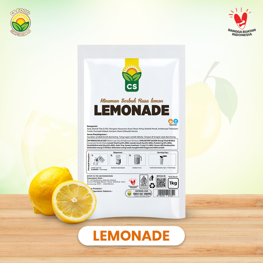 

Bubuk Minuman Lemonade Powder 100% Gula Asli 1 kg - CS FOOD