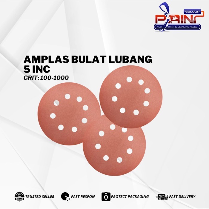 Amplas Bulat Velcro 5 inch 8 lubang tempel / Hamplas / Amplas Tempel Grit 100 - 1000