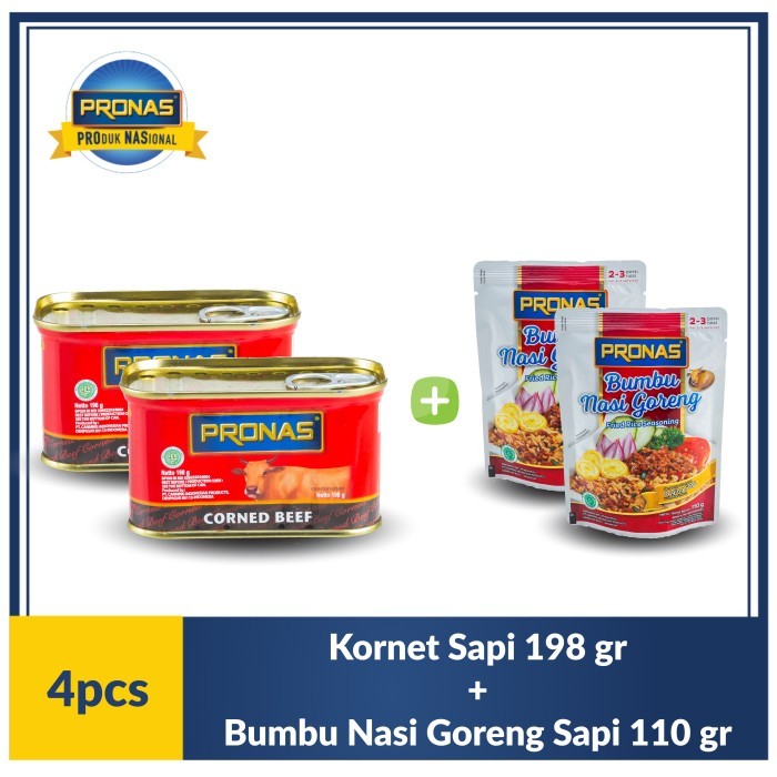 

WT Pronas Nasi Goreng 110 g dan Kornet Sapi 198 g (bundling 4 cs)