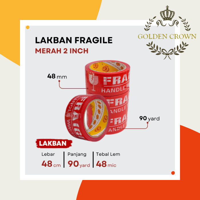 

LAKBAN FRAGILE UNBOXING MERAH 2 INCH / 45 MM X 90 Y