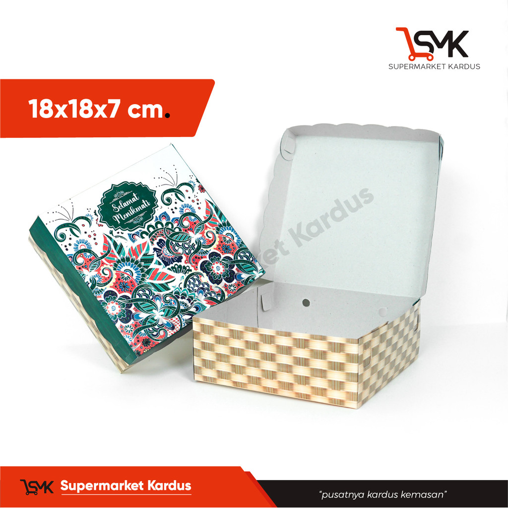 

Box 18x18x7 -R8 (Paket 100 pcs) Kardus/Karton/Duplex/KotakNasi/Berkat/Tinggi7
