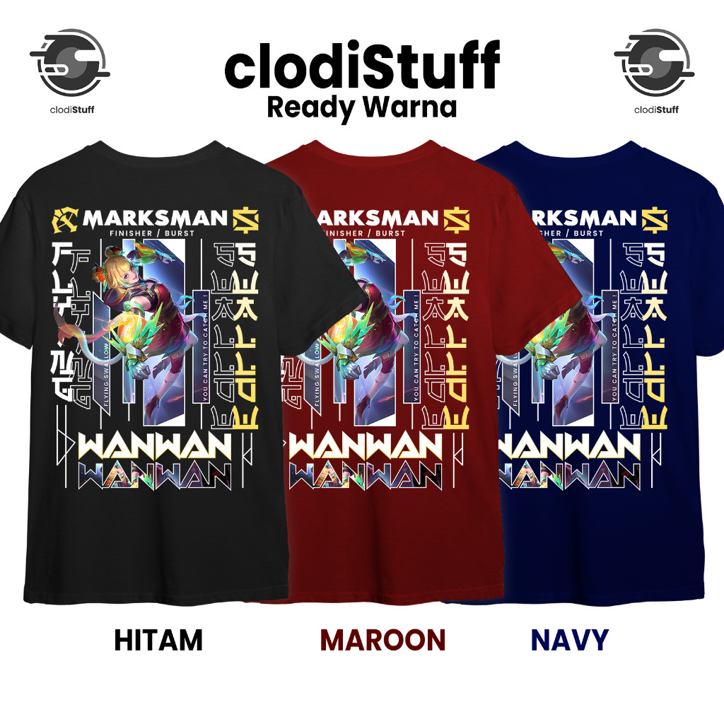 Kaos WANWAN 11.11 Marksman Skin MM Mobile Legends Lengan Pendek Hitam Combed 30s ML MLBB Distro