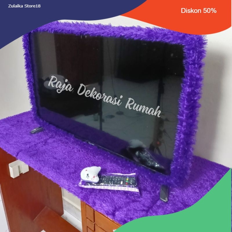 3in1 set bando tv led 40-43 inch + taplak meja ukuran 150x50cm + sarung remot karakter