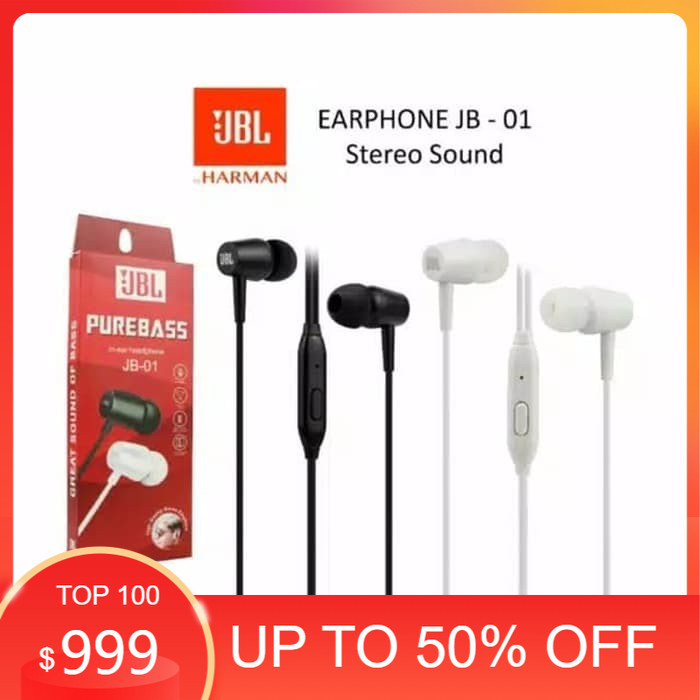 Handsfree Earphone Pure Bass JBL JB 01 (100% Original)