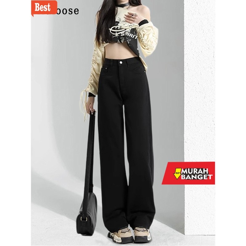 celana jeans wanita terbaru Haloose Korean Style jeans wanita High waist Jeans longgar kasual dan se