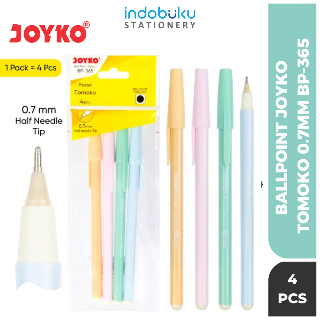 

( 1 Pack 4Pcs ) Pulpen Joyko Pastel Tomoko 4Pcs 0.7mm / Bolpoin Pena Joyko Murah BP-365