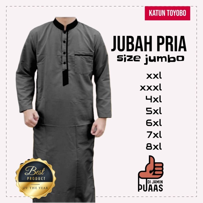 ✔Anh.S✔ -  TERLARIS Gamis Jubah Pria TOYOBO Putih Hitam Lengan Panjang Premium Adem Jumbo OVER SIZE 